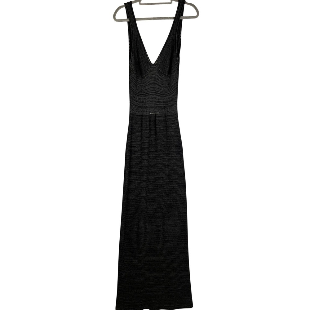 Torn By Ronny Kobo Knit Dress Medium Black Knit Open Back